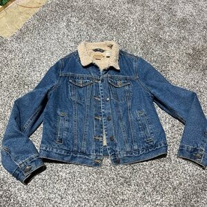 C E Schmidt Workwear Sherpa Lined Blue Jean Denim Jacket Sz Medium